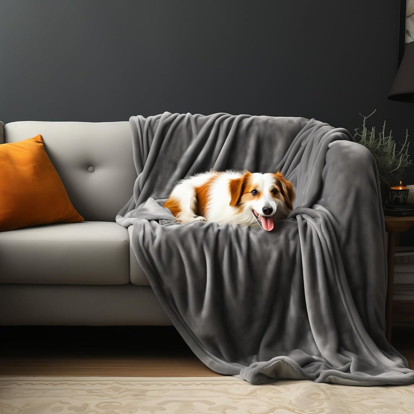 Waterproof Love Blanket for Couples, Leakproof & Spill-Proof Blanket for Parents & Dog Owners (Dark Grey/Light Grey)