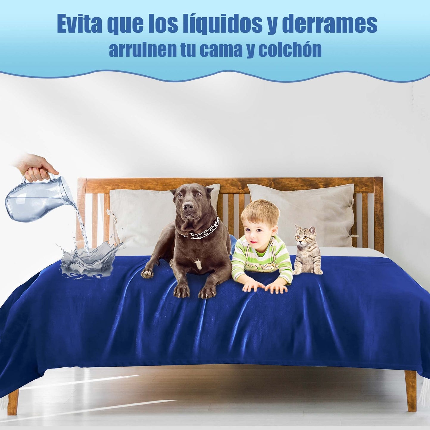 Reversible Waterproof Blanket Cozy Love Blanket Perfect for Intimacy, Families with Kids, and Pet Owners (Dark Blue/Dark Green)