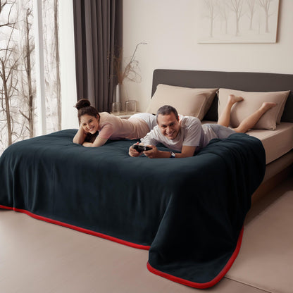 Reversible Waterproof Blanket Cozy Love Blanket Ideal for Couples, Families, and Dog Owners (Red & Black)