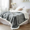 Bedding Aid Velvet Gray / Cloud White reversible waterproof sherpa fleece blanket