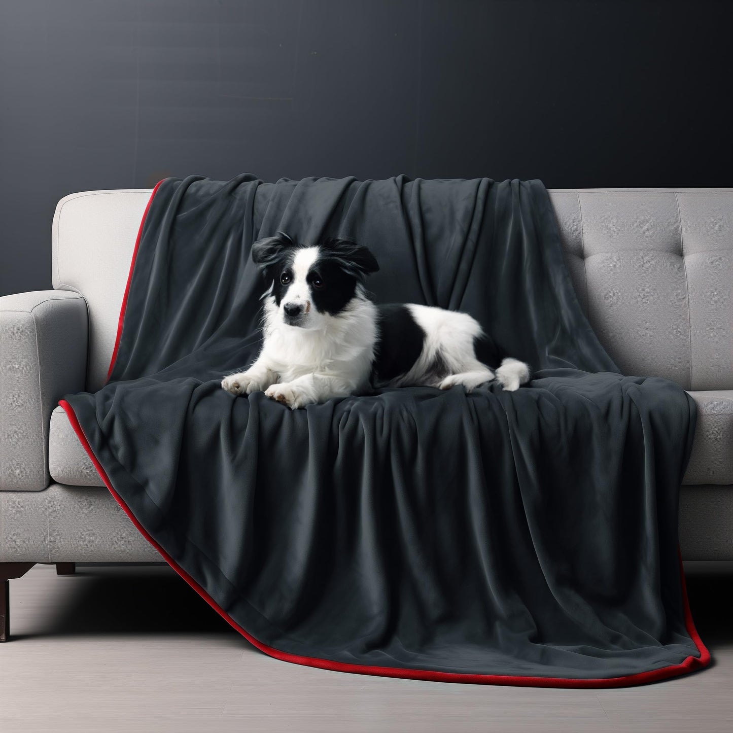 Reversible Waterproof Blanket Cozy Love Blanket Ideal for Couples, Families, and Dog Owners (Red & Black)