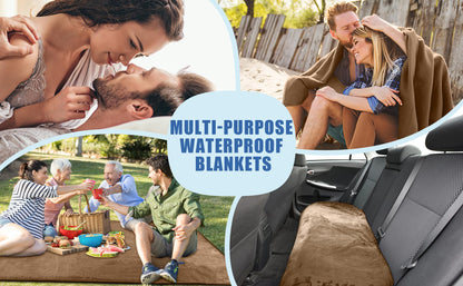 Waterproof Love Blanket for Couples, Spill-Proof and Leak-Proof Blanket for Parents, and Dog Owners (Beige/Dark Navy Blue)