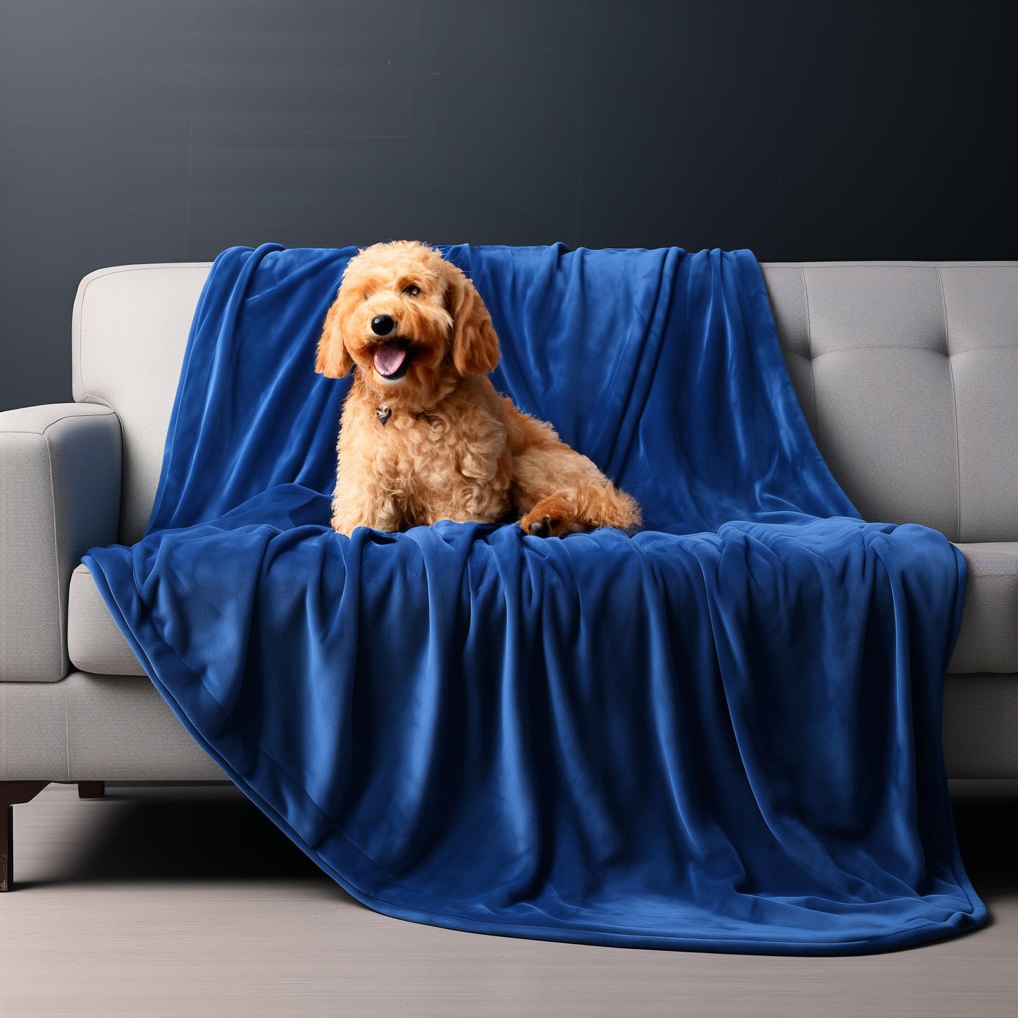 Reversible Waterproof Blanket Cozy Love Blanket Perfect for Intimacy, Families with Kids, and Pet Owners (Dark Blue/Dark Green)