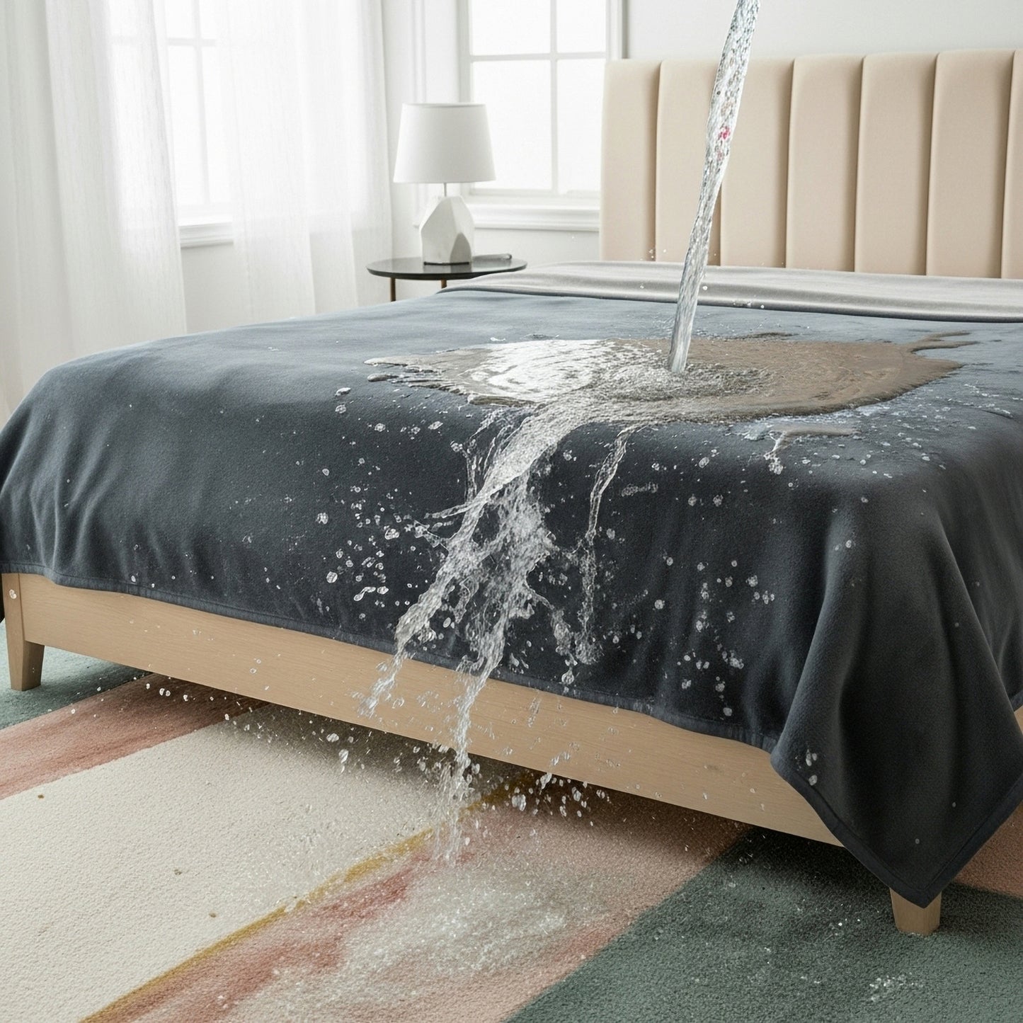 Waterproof Love Blanket for Couples, Leakproof & Spill-Proof Blanket for Parents & Dog Owners (Dark Grey/Light Grey)