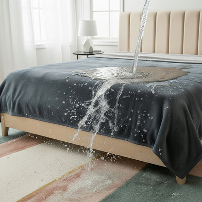 Waterproof Love Blanket for Couples, Leakproof & Spill-Proof Blanket for Parents & Dog Owners (Dark Grey/Light Grey)